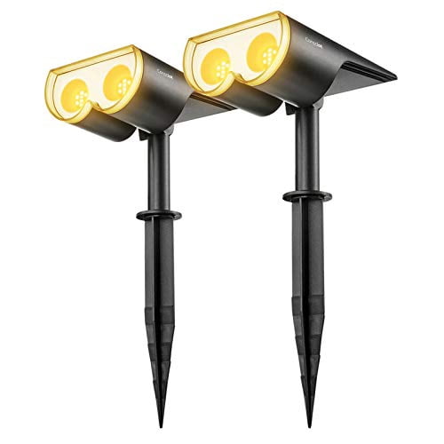 Consciot OC-GL-034B Dusk-to-Dawn 16 LED Landscape Spotlights, 650LM IP67 Waterproof Solar Powered Outdoor, Wireless Wall Light for Garden Yard Patio Walkway, 2 Pack, Warm White 3000K