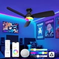 thumbnail image 1 of Consciot Smart 44-inch Ceiling Fan with Light, Matter Enabled, Google/Alexa/Apple Home Voice Control, Quiet DC Motor, 6-Speed, Flush Mount for Low Ceilings, Remote & App Control, Easy Installation, 1 of 8