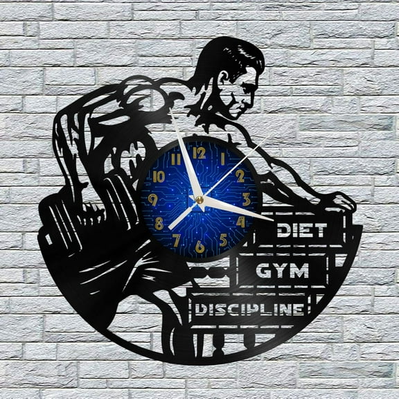 Conscious Exercise 12 Inch Vinyl Record Wall Clock - Silent, Creative, and Unique Clock for Living Room, Entryway, or Bedroom Decor - Perfect Gift Idea(12 inchs B without LED)