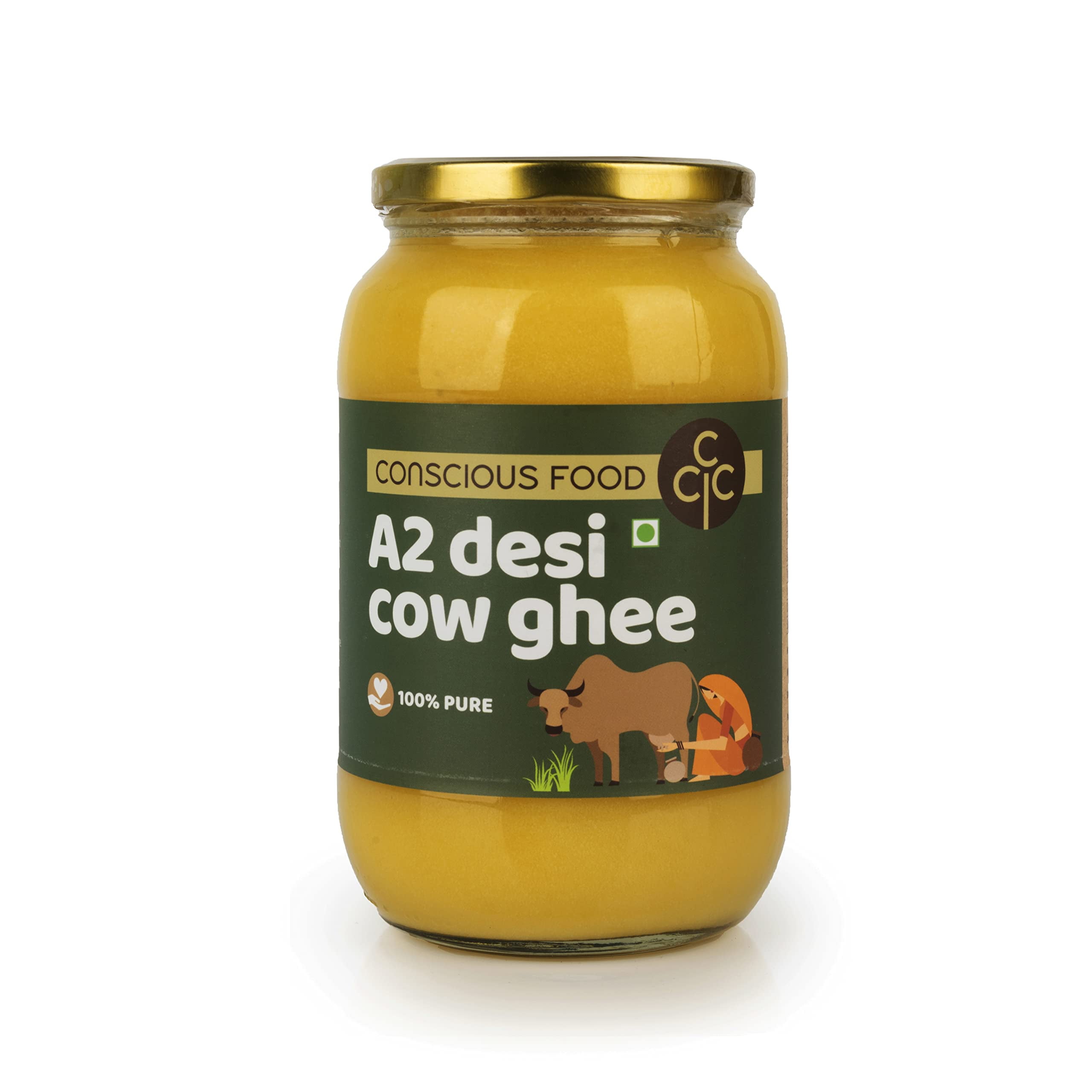 Conscious Food A2 Desi Ghee 1L 100 Pure And Premium Cultured Desi Cow Natural Grass