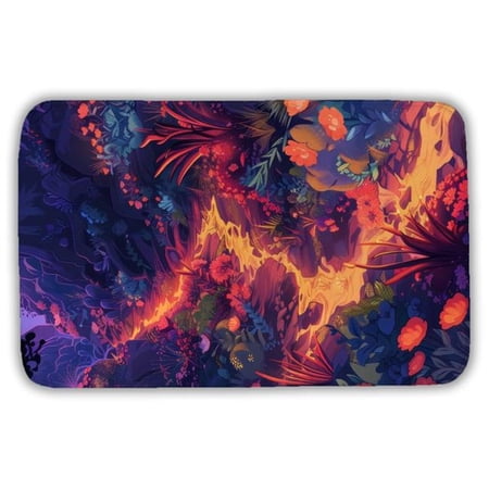 Conscious Sales C1BM2134I5PPUD 21 x 34 in. Burning Flowers Blue Bath Mat - Stylish Home Decor Accessory