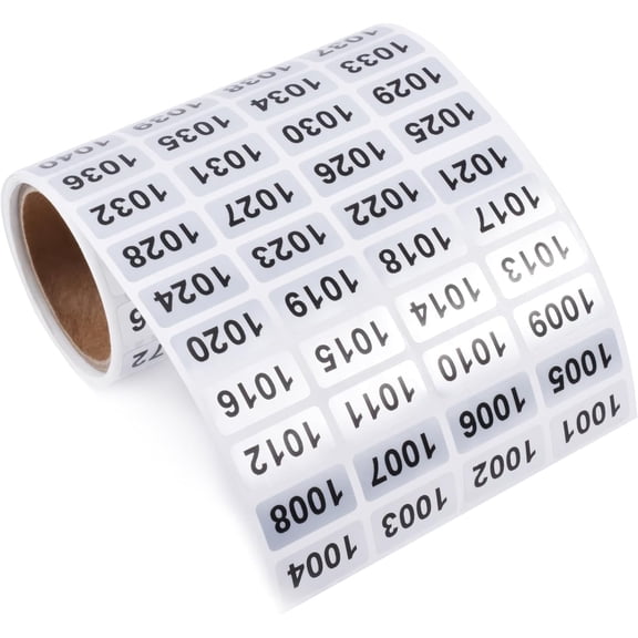 1001-2000 Consecutive Number Inventory Stickers Self Adhesive Waterproof Labels Office Warehouse Numbering Classification Black Printing on Silver Sticker 0.79 x 0.38 Inch