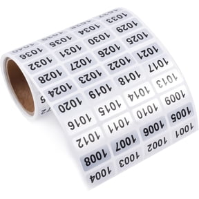1001-2000 Consecutive Number Inventory Stickers Self Adhesive Waterproof Labels Office Warehouse Numbering Classification Black Printing on Silver Sticker 0.79 x 0.38 Inch