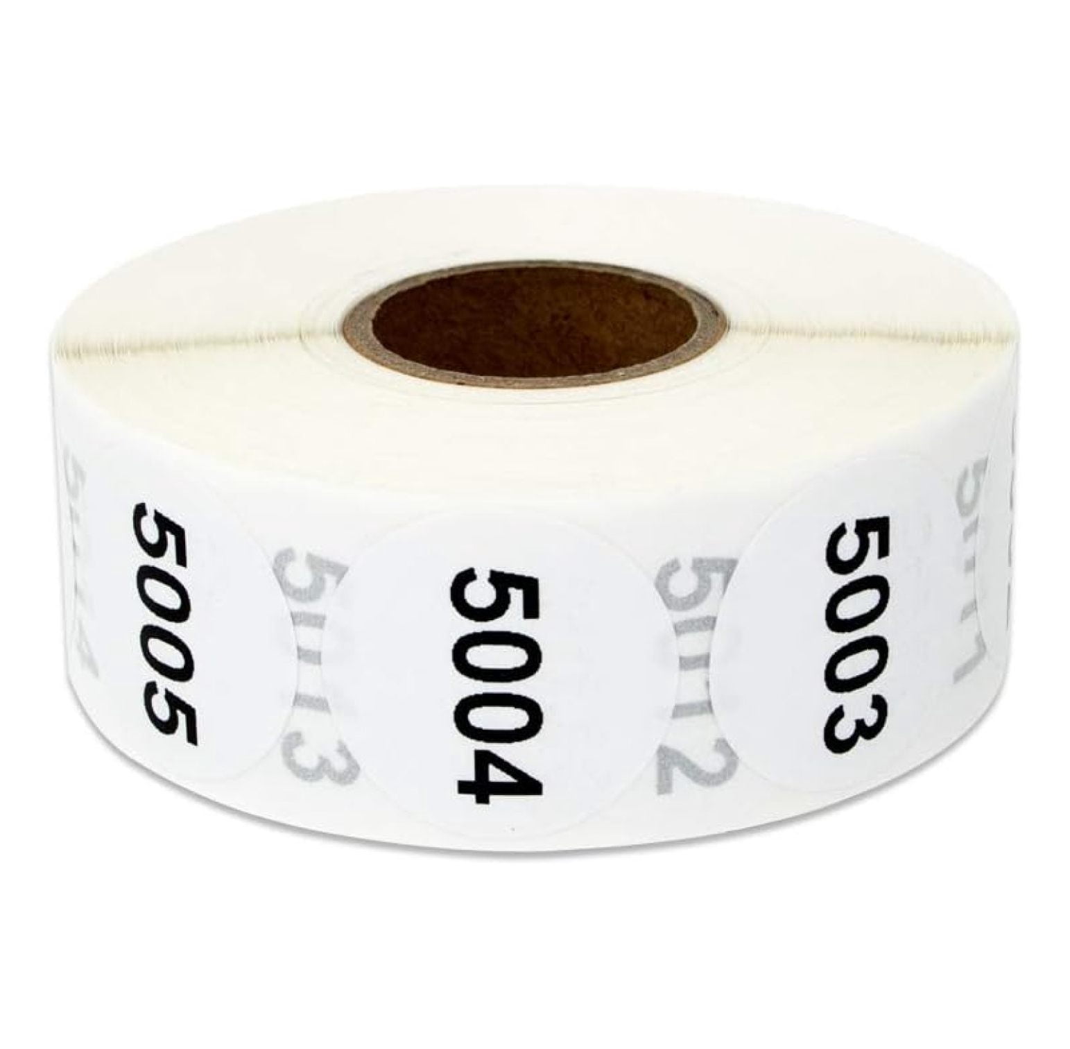 Consecutive Number Labels 5001-6000 - 1 Inch Round Stickers, 1000 Count
