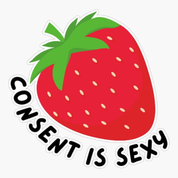 Consent Strawberry Respect Message Sticker