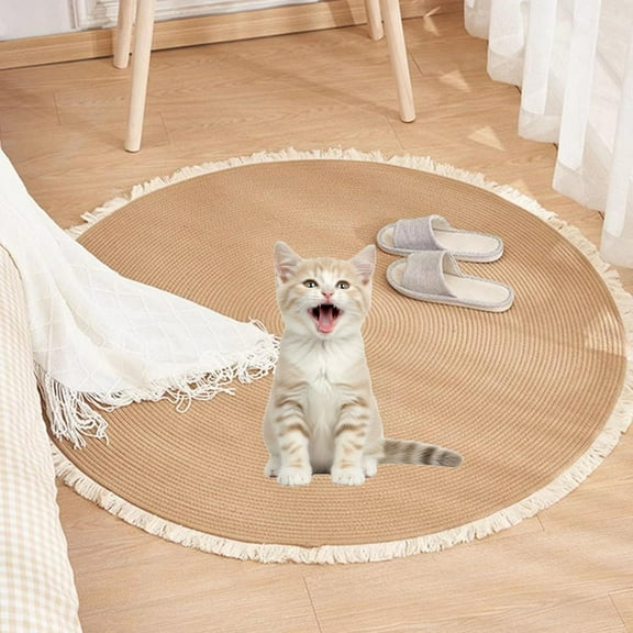 Nestoly Cat Rug, Cotton Rope Area Rug for Cats, Scratching Rugs and Mats, Washable Round Vintage, Easy Clean and Multiple Sizes