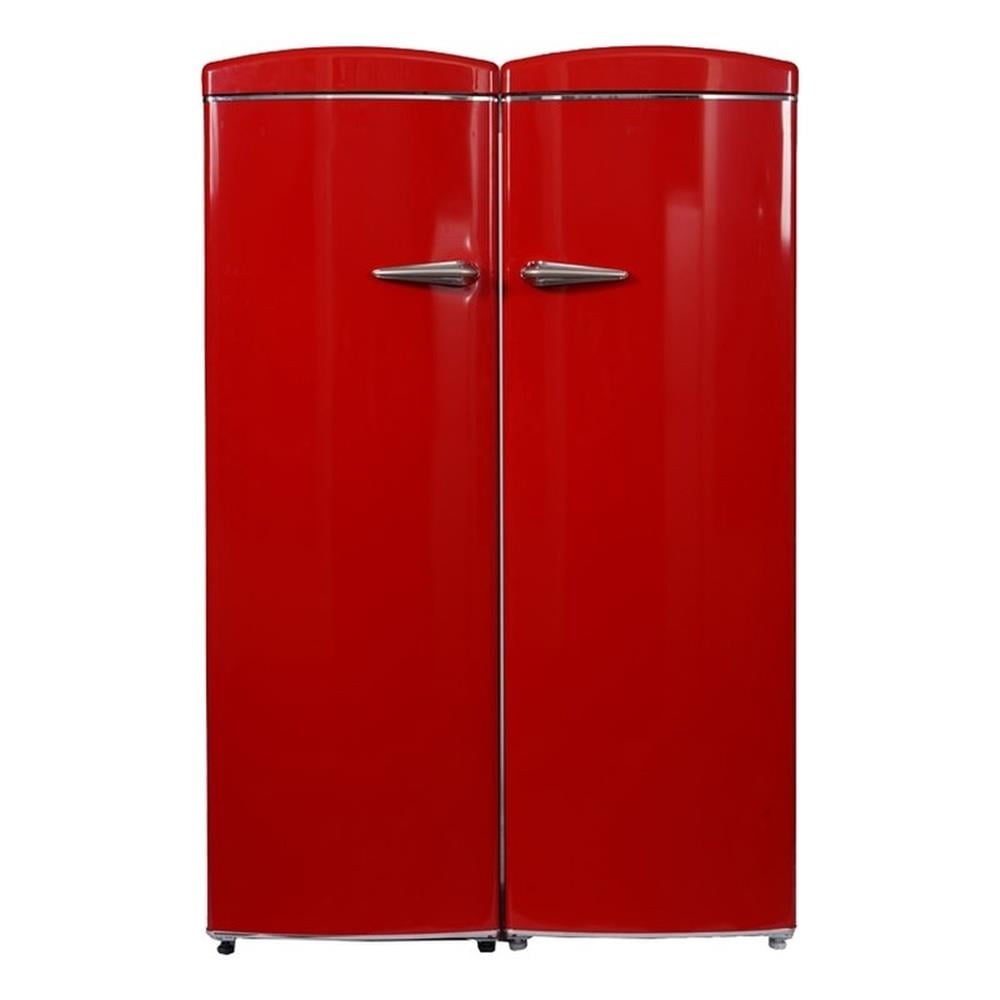 Retro Red Energy Star Side-by-Side Refrigerator-Freezer Set