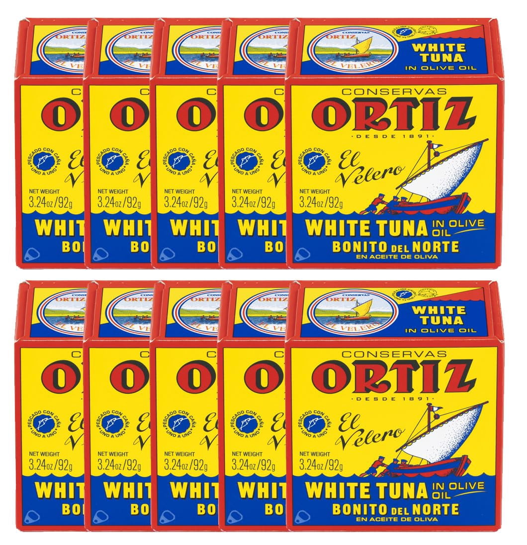 Conservas Ortiz White Tuna in Olive Oil, 3.2 oz. Cans (Pack of 10)
