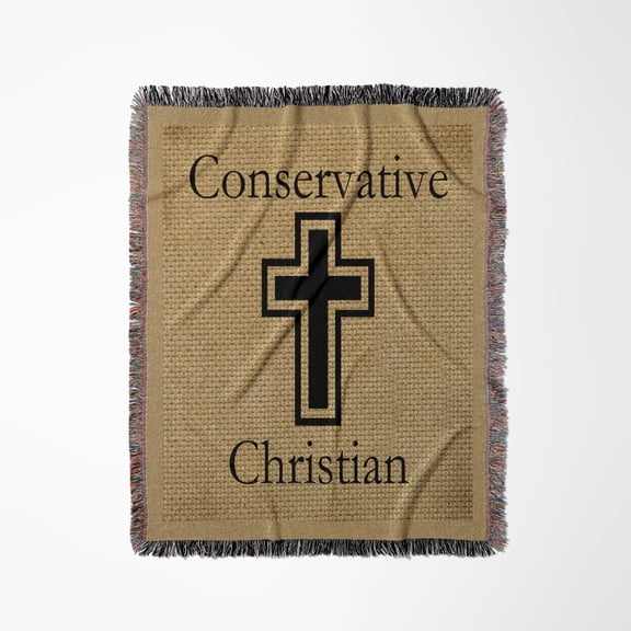 Conservative Christian Burlap Texture, Woven Blanket