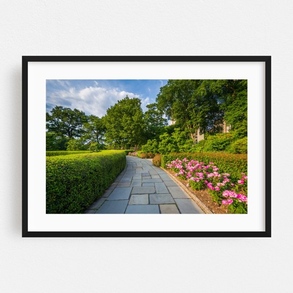 Conservatory Garden 01 - Manhattan New York Photography Flowers Landscape Scenic Nature Floral Black Framed Wall Art Print 16 x 24 inches