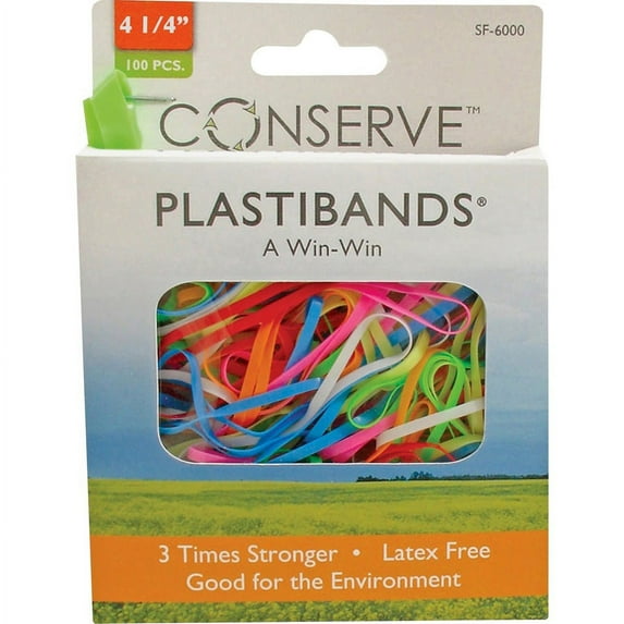 Conserve Plastibands - 4.3" Length - Latex-free - 100 / Box - Polyurethane - Assorted | Bundle of 5 Boxes