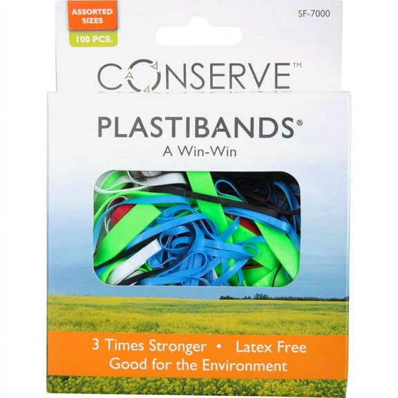 Conserve Plastibands - Latex-free, Archival-safe - 100 / Box - Polyurethane - Assorted | Bundle of 2 Boxes
