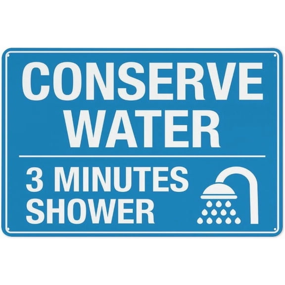 Conserve Water 3 Min Shower Sign For House 12"" X 8"" Yard Sign, Premium Aluminum, Sun-Proof, Rust-Free