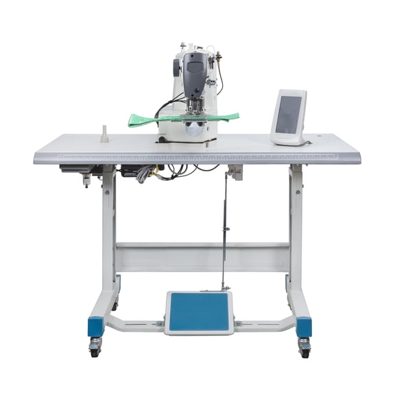 Consew CM-1900HS-XL Fully Automatic Direct-Drive Computer-Controlled Bartacking Machine, Extra-Large 50mm x 60mm Sewing Area, Includes KD Table & Stand