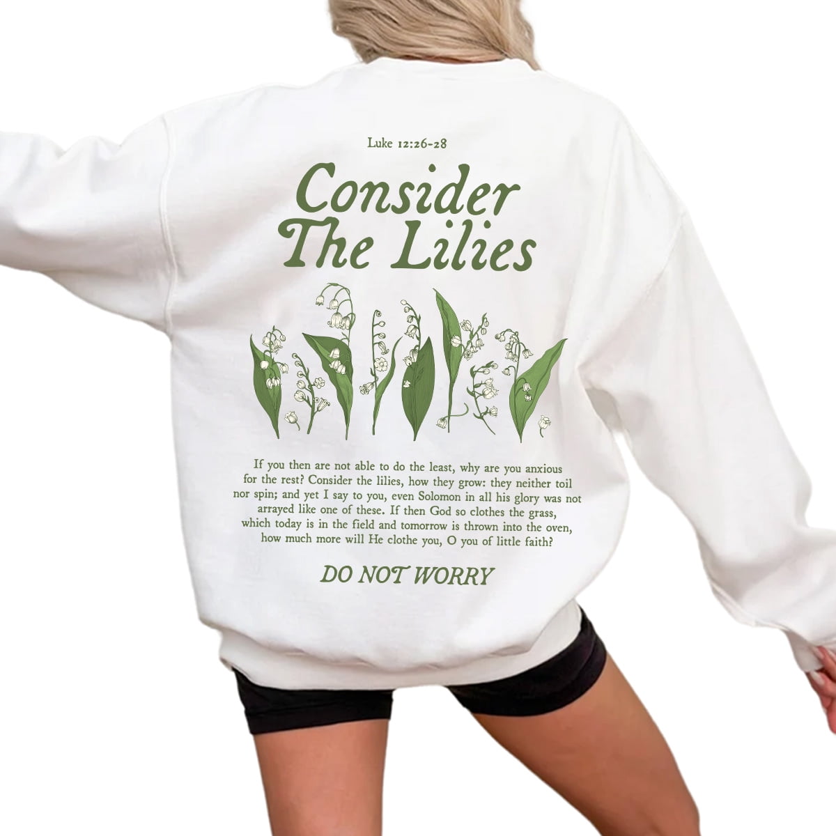 Consider The Lilies Bible Verse Sweatshirt – Christian Scripture Faith ...