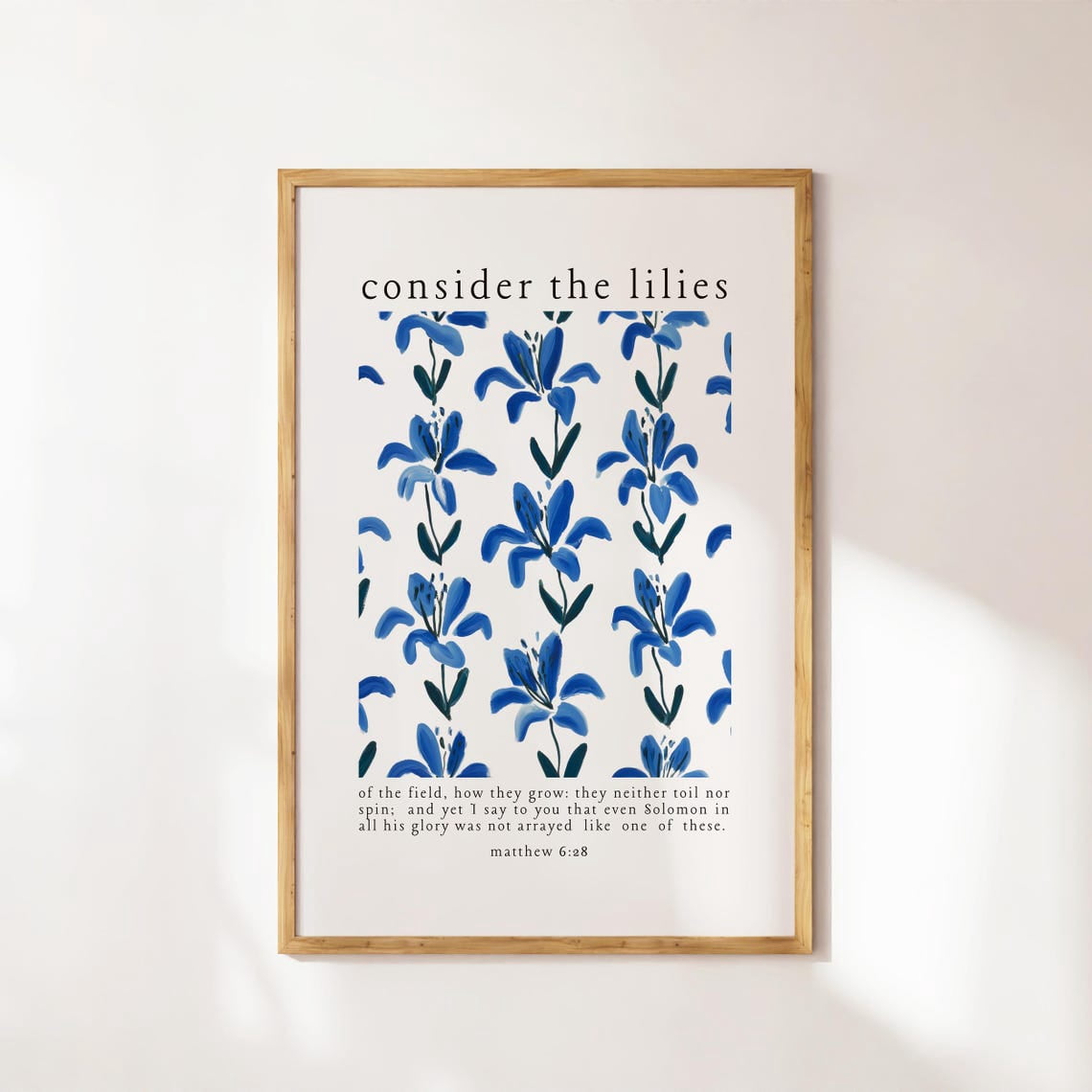 Consider The Lilies Bible Verse Wall Art Decoration, Stretched Canvas ...