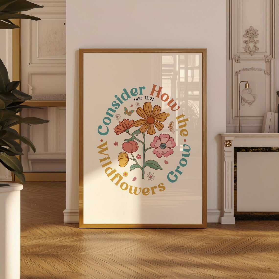 Consider the Wildflowers Luke Bible Verse Scripture Print, Stretched ...