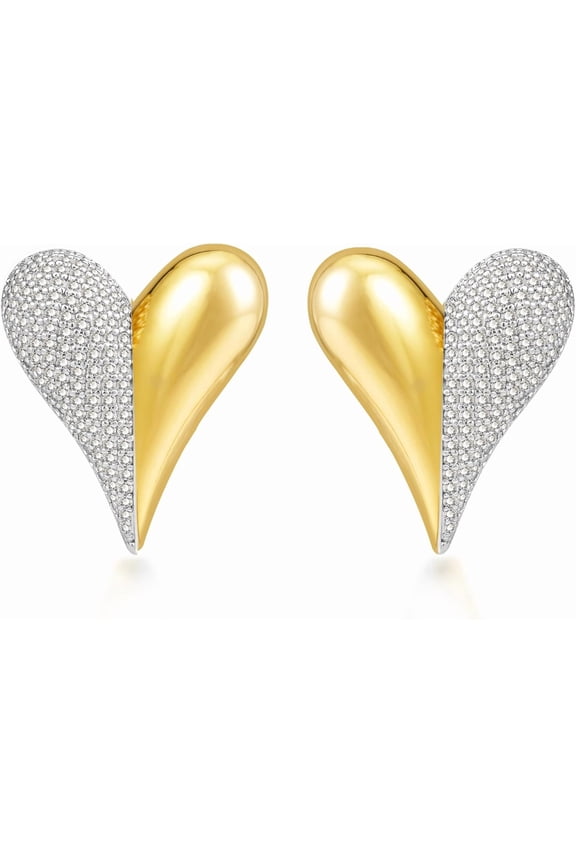 Considerable Chunky Top Statement Earrings for Women Gold and Silver Two Tone Mixed Metal Sizeable Earrings Trendy Bold Vintag Jewelry Drop Dangle Earring Real Gold Plated[h419]