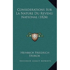 Considerations Sur La Nature Du Revenu National (1824) Paperback