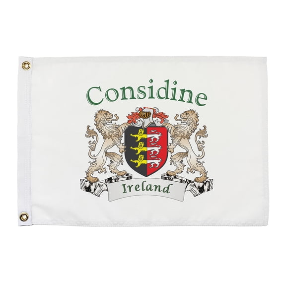 Considine Irish Coat of Arms Small White Flag - 16"x10.5" inches