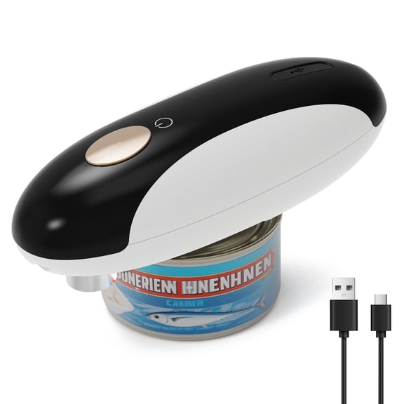 Consiwa Electric Auto Can Opener with Magnetic Lid Holder, Smooth Edge Safety Cut, Opens All Standard & Pop-Top Cans, Hands-Free One-Touch Lever, Black