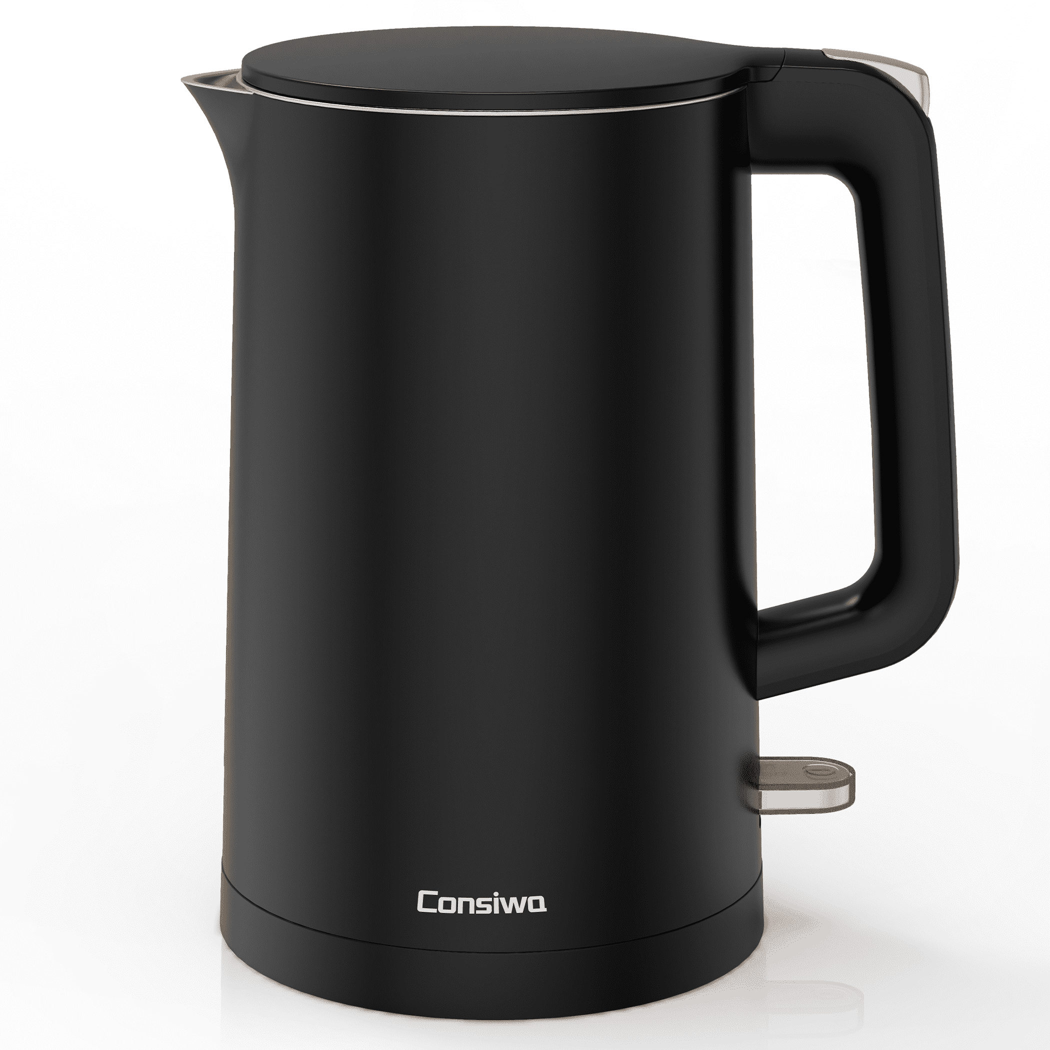 Electric Kettle, Double Wall 1.7L Stainless Steel Cool Touch, Water Boiler & Heater, 1500W Hot Tea Pot, Black