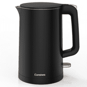 Electric Kettle, Double Wall 1.7L Stainless Steel Cool Touch, Water Boiler & Heater, 1500W Hot Tea Pot, Black