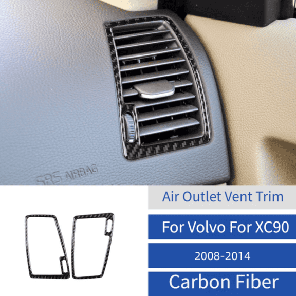 Console Air Outlet Vent Trim Kit For Volvo XC90 2003-2014 Carbon Fibre Finish Interior Cover Stainless Steel Easy Install Scratch Concealment Custom Fit