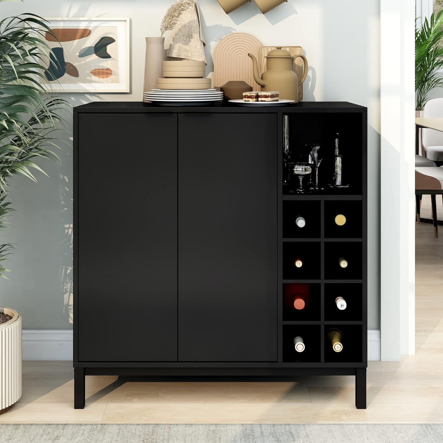 Console Bar With Wine Storage, Century Modern Bar With