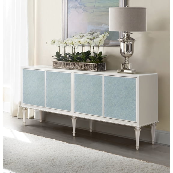 Console Cabinet | Exclusive Design for Distinctive Home Decor | Wood and Glass Materials | Meet Storage Needs with 4 Doors