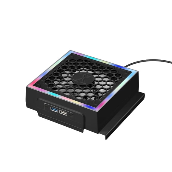 Console Cooler Fan for Xbox Series S Cooling System with 2 USB Ports RGB Light 3 Speed Adjustable Low Noise Cooler Fan