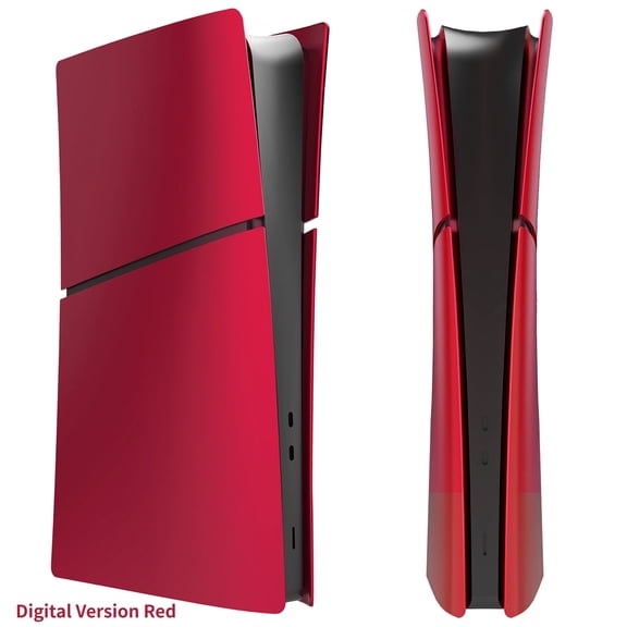 Console Cover Plates for PS5 Slim - Disc Edition & Digital Version,Anti-Scratch Console Replacement Side Faceplate for Playstation 5 Slim,Protective Shell Accessories(Digital Version Red)