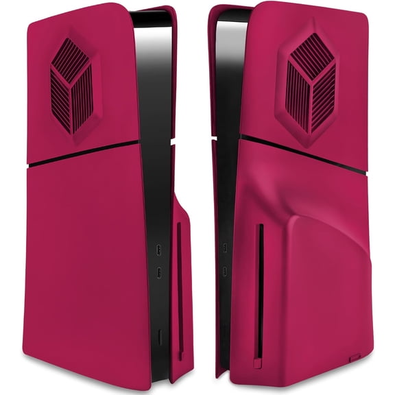 Console Plastic Cover for PS5 Slim, Scratch-Resistant, Detachable Dust-Resistant Side Panel/Skin/Case with Cooling Vents, Game Console Replacement Parts-Red