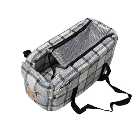 Console Dog Car Seat - Portable Dogs Armrest Booster Seat for Small Dog, Anti-Collapse Pet Car Seat with Soft Cushion Safety Belt, Support Pet Up to 11lbs(Gray,8*10*19Inch)