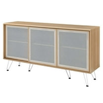 Console Entry Table Sideboard Cabinet, Brown Oak, Wood, Industrial Living Lounge Cafe Lobby Hospitality Restaurant, Modern Contemporary HB34523