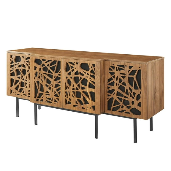 Console Entry Table Sideboard, Rectangular, Wood, Metal Steel, Brown Walnut, Modern Contemporary Urban Design, Living Lounge Room Hotel Lobby Hospitality