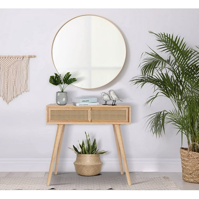 Console/Entryway Tables, Small Vanity Desk Rattan Dresser Side Table Entry Table Narrow Modern Hallway/Sofa Table Boho for Living Room, 31"