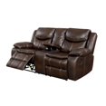 thumbnail image 1 of Console Loveseat with 2 Cupholders and Contrast Stitch, Brown, 1 of 5