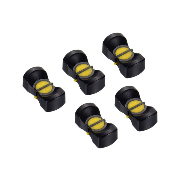 Console Mixer Slider Fader Knob Cap Touch Sensitive Slider Insert Shaft 24.5x12x9mm ABS Black Yellow 5 Pack