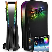 Console Plate with Vent and RGB LED Light Stripfor PS5 , Accessories 400+ Effects LED Light Ring Console Cover for PS 5, Side Plate for PS5 Hard Shockproof Anti-Scratch Shell Black