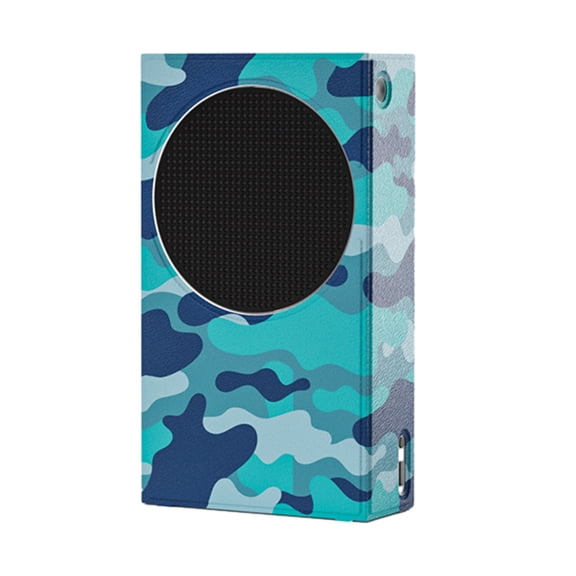 Game Console Protective Case for Xbox Series X/S, Protective Shell, Magnetic Suction Leather Case Accessories-Camouflage blue for Xbox Series S