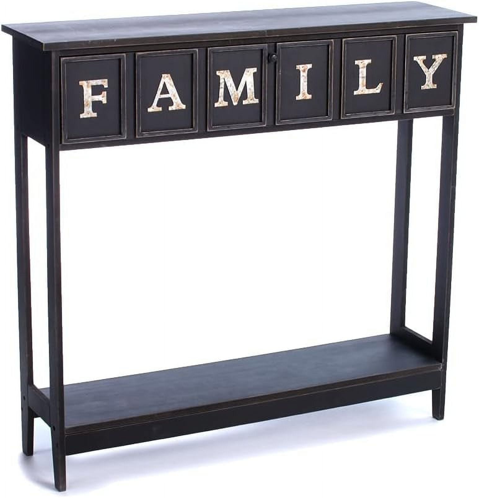 Chic Family Sentiment Black Console Table with Hidden Storage