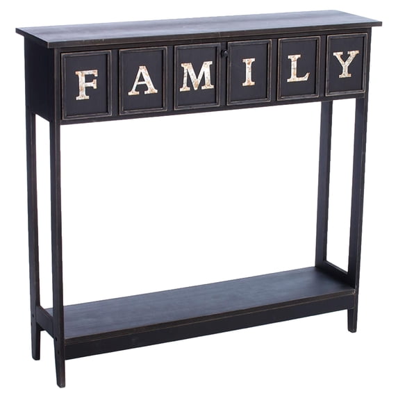 Galvanized Metal Sentiment Console Tables - Family Black