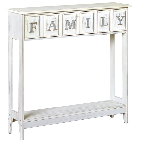 Galvanized Metal Sentiment Console Tables - Family White