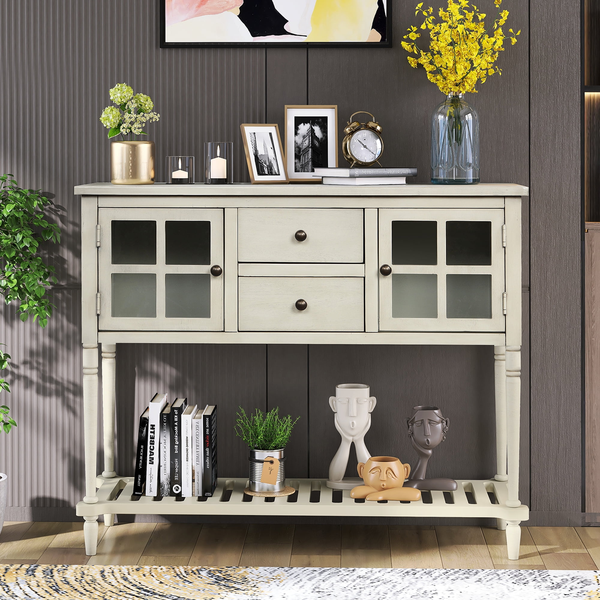 Console Side Entryway Table, Rectangular Console Table with Solid Wood ...