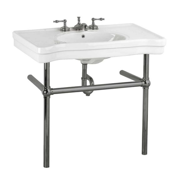 Console Sink Porcelain Belle Epoque with Black Nickel Support Legs - Pack of 2
