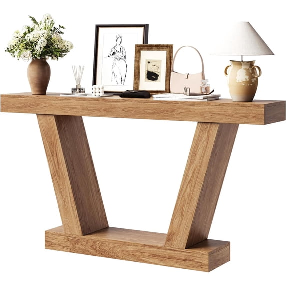 Console Sofa Table, 2-Tier Farmhouse Narrow Behind Couch Sofa, Extra-Long Accent Entryway Table for Hallway, Foyer, Living Room