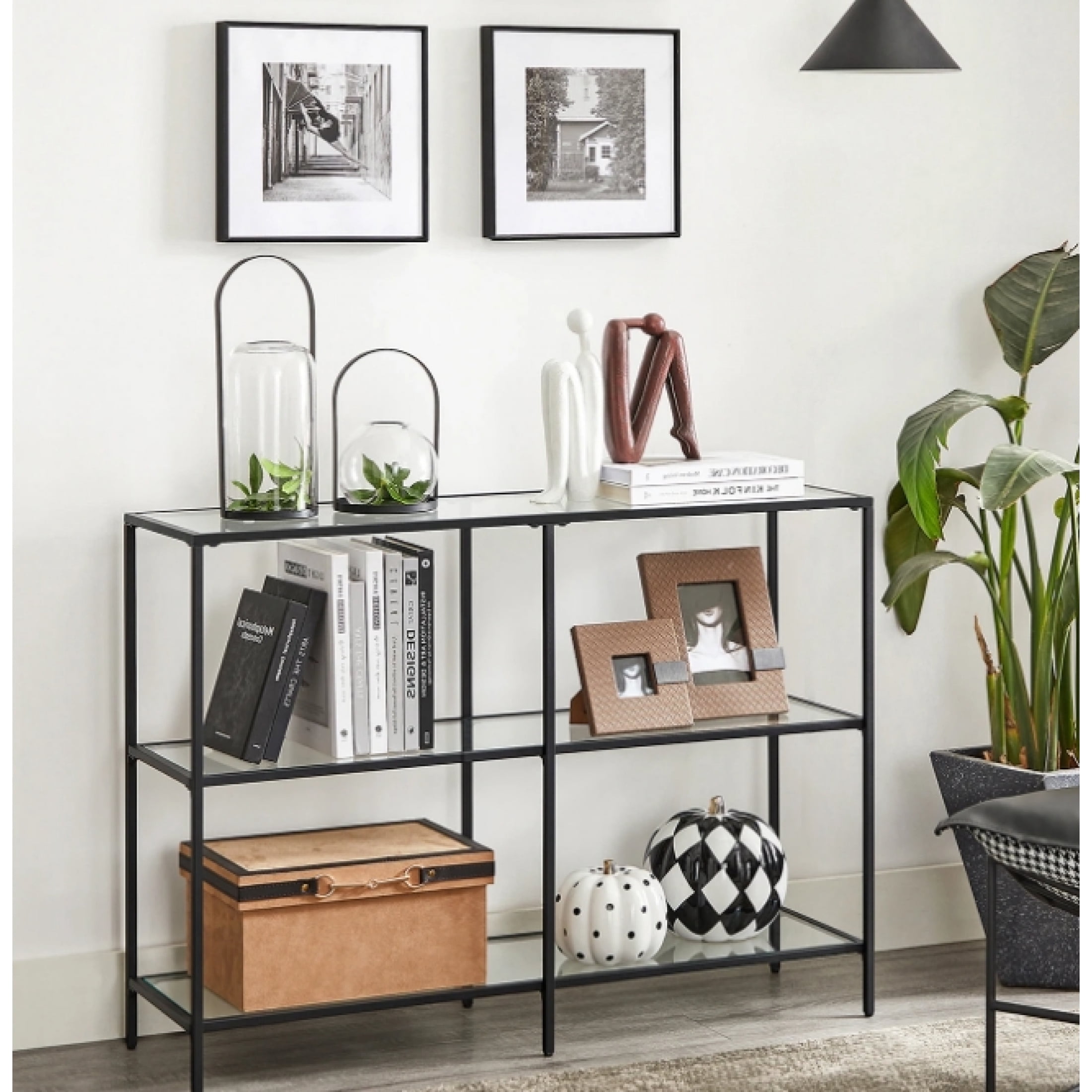 Console Sofa Table , Metal Frame, Tempered Glass Shelf, Modern Style ...