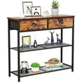 thumbnail image 1 of Entryway Table, 38'' Console Sofa Table with 3 Fabric Drawers，Display Shelf for Living Room, Hallway, Entrance, Foyer, Rustic Brown, 1 of 18