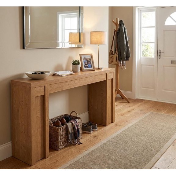 Console Table with 2 Drawers and Shelves, 70-Inch Extra Long Sofa Table for Living Room, Farmhouse Entryway Table with Storage, Narrow Hallway Accent Furniture, Cherry Wood Finish